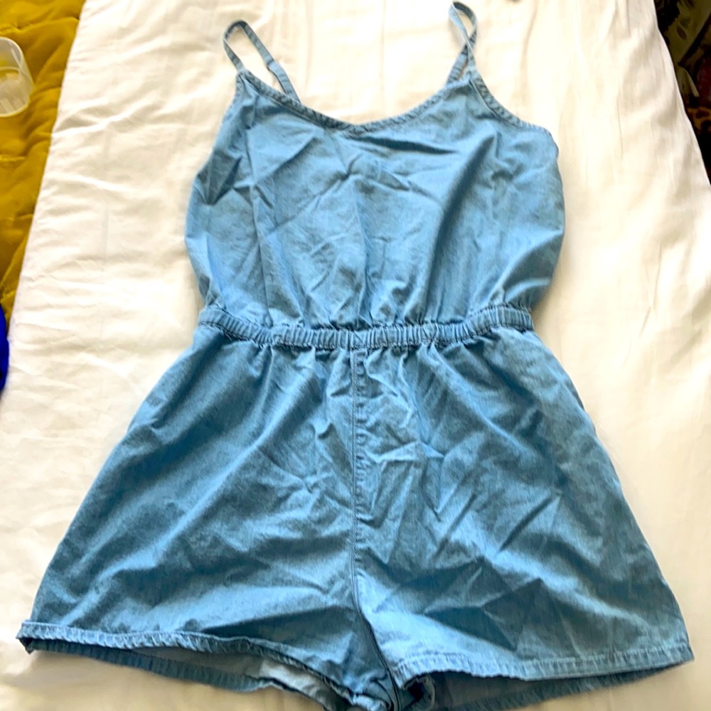 Tank top romper with adjustable straps and pockets